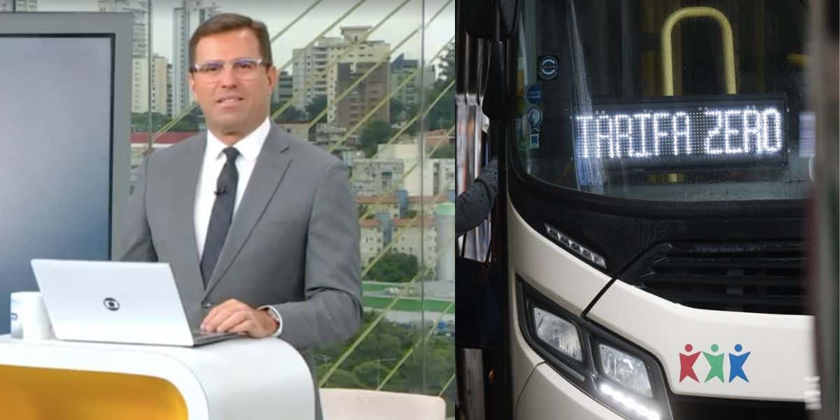 Rodrigo Bocardi no Bom Dia São Paulo e tarifa zero (Fotos: Reproduções / Globo / FolhaPress)
