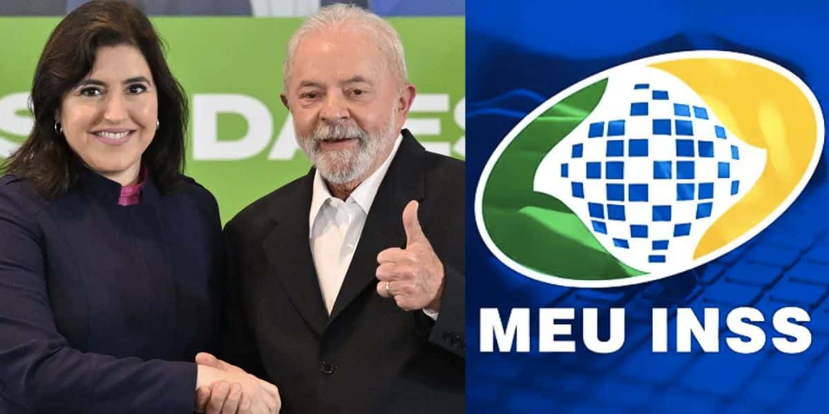 Simone Tebet, Lula e logo INSS (Fotos: Reproduções / Nelson Almeida / Internet)