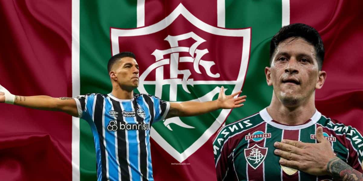 Suárez, Germán Cano e bandeira do Fluminense - Foto Reprodução Canva