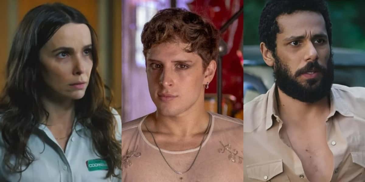 Lucinda (Débora Falabella), Kelvin (Diego Martins) e Ramiro (Amaury Lorenzo) em "Terra e Paixão" (Foto: Reprodução/TV Globo/Paulo Belote)