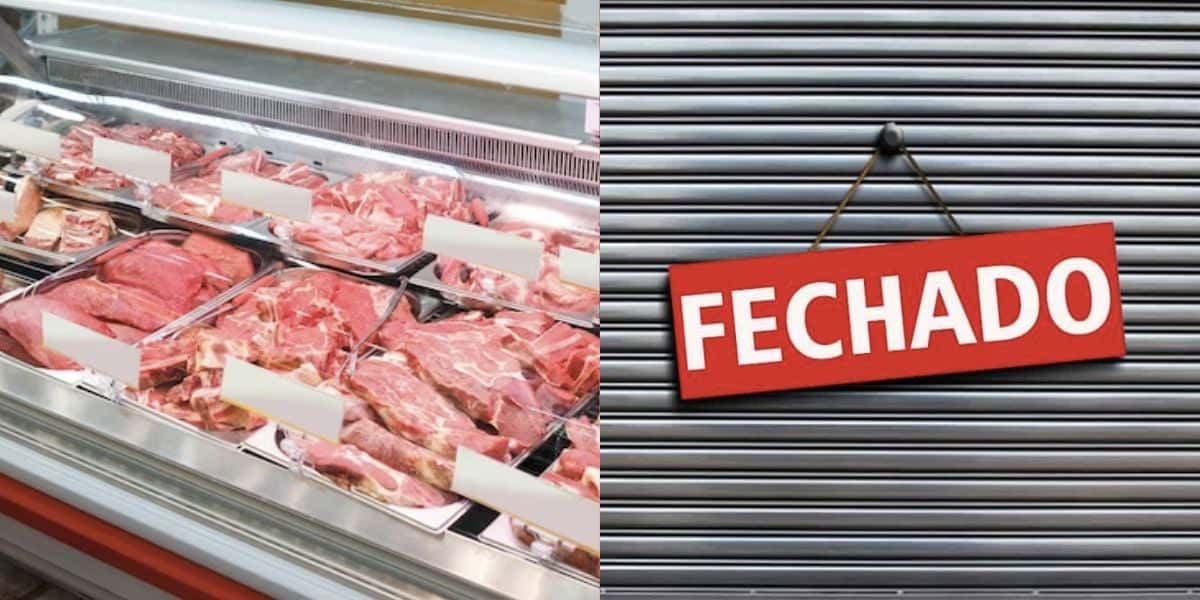 Açougue e loja fechada (Fotos: Reproduções / Freepik / Internet)