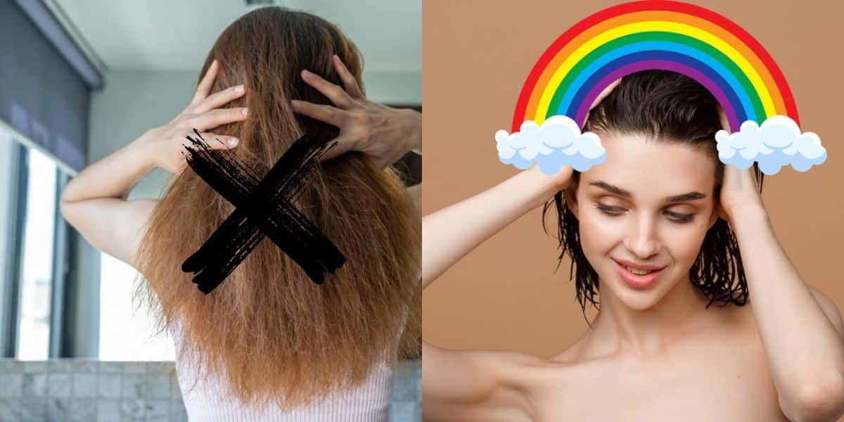 Cabelo ressecado e cabelo com misturinha caseira - (Reprodução Internet)