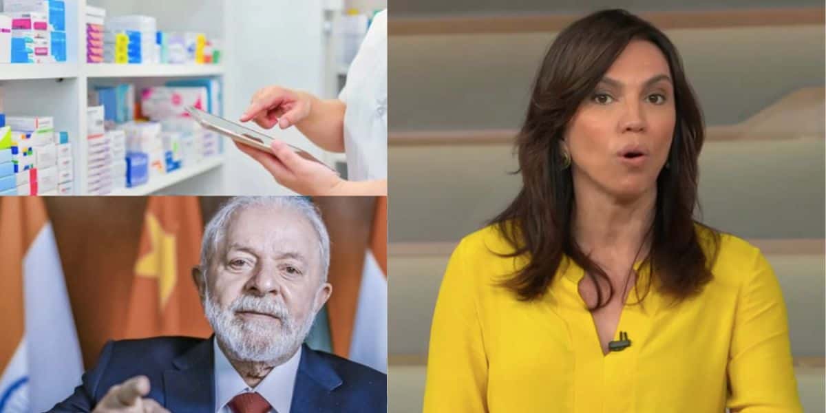 Farmácia, Lula e Ana Paula Araújo no Bom Dia Brasil (Fotos: Reproduções / Canva / Stuckert / Globo)