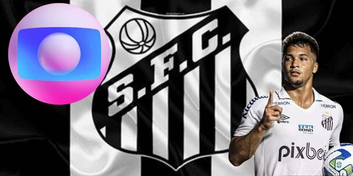M. Leonardo, bandeira do Santos e logo da Globo - Foto Reprodução Internet