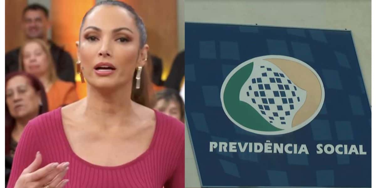 Patrícia Poeta no Encontro e logo do INSS (Fotos: Reproduções / Globo)