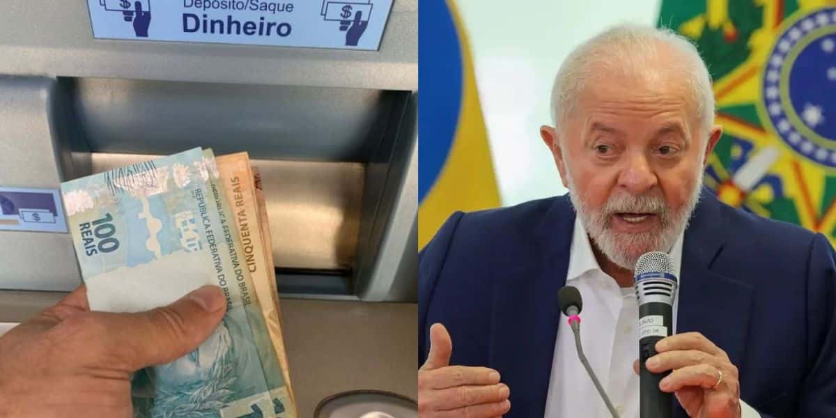 Pessoa sacando dinheiro / Lula - Montagem TVFOCO