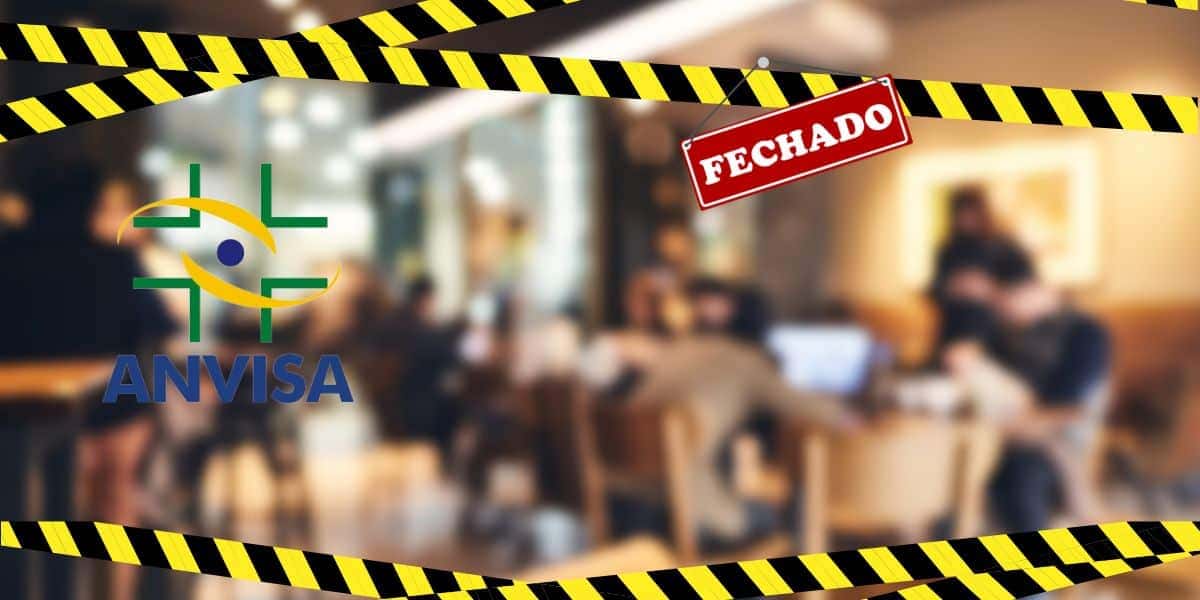 Restaurante fechado e logo da ANVISA - Foto Reprodução Internet