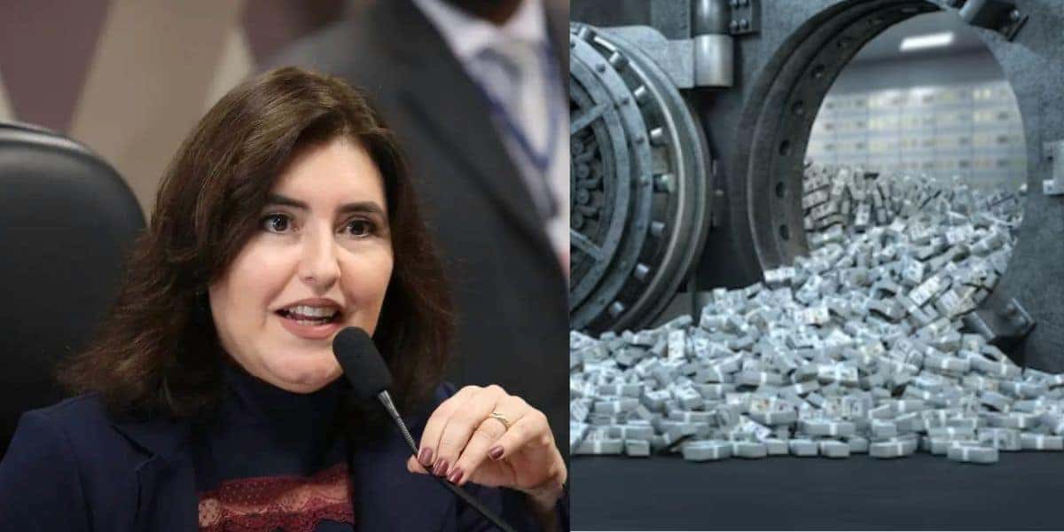 Simone Tebet / Cofre de dinheiro - Montagem TVFOCO