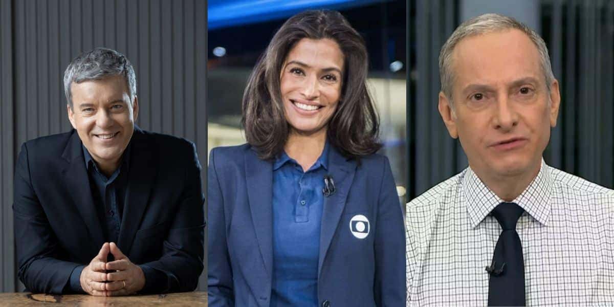 Kovalick, Renata Vasconcellos e Burnier (Reprodução/Montagem TV Foco)