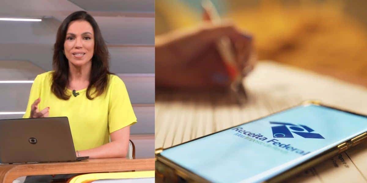 Ana Paula Araújo no Bom Dia Brasil e aplicativo do Imposto de Renda (Fotos: Reproduções / Globo / Marcos Serra)