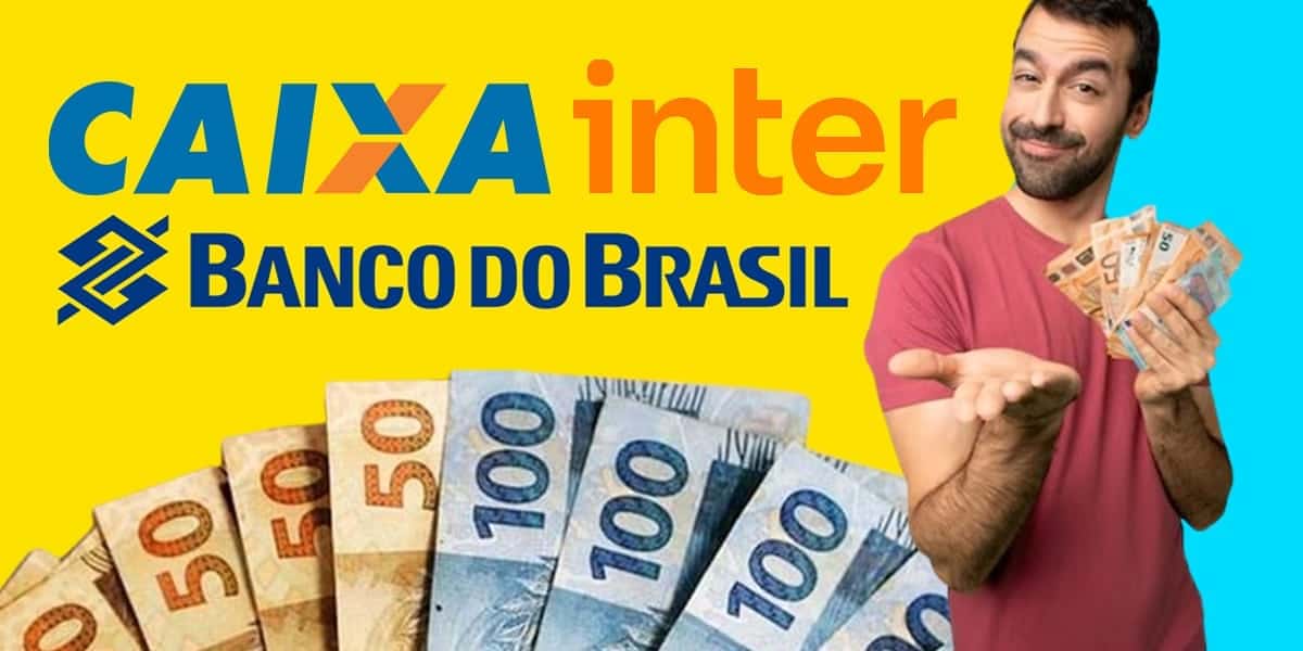 Banco do Brasil, Caixa, Inter - Homem segurando dinheiro (Foto: Reprodução - Freepick, Montagem - TV Foco)