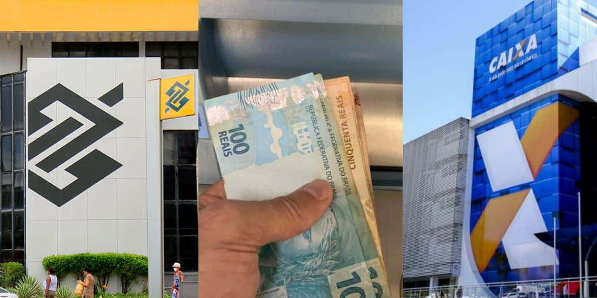 Banco do Brasil / Pessoa sacando dinheiro / Caixa - Montagem TVFOCO