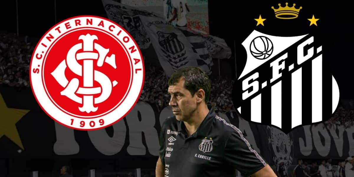 Carille, escudo do Santos e do Internacional (Foto - Montagem TV Foco).