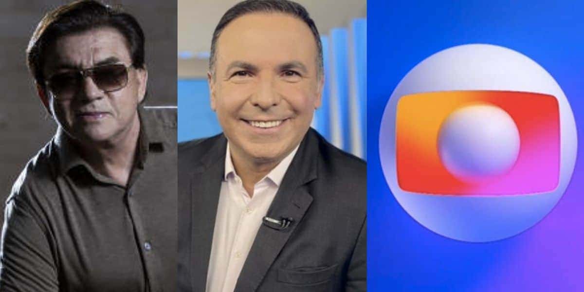 Chitãozinho, Reinaldo Gottino no Balanço Geral e logo da Globo (Fotos: Reproduções / Adriano Vizoni/Folhapress / Record / GloboPlay)
