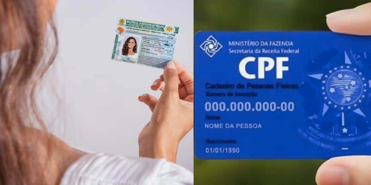 Mulher segurando CNH e CPF (Fotos: Reproduções / Freepik / Internet)