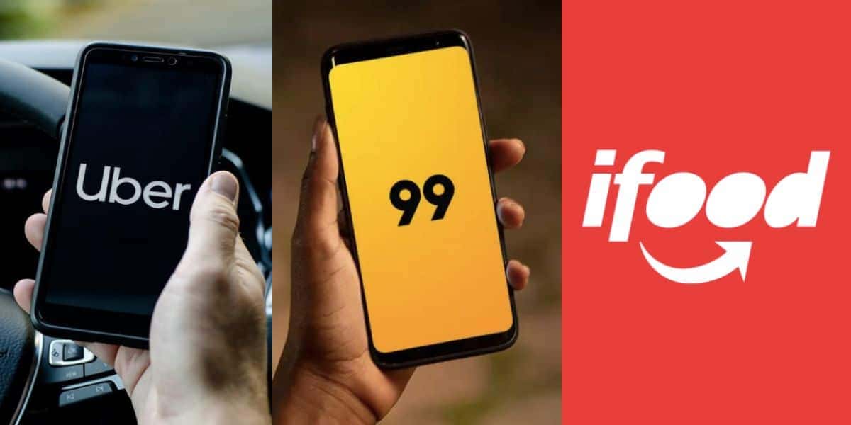 Uber, 99 e iFood (Fotos: Reproduções / Internet / Empresa / Montagem)