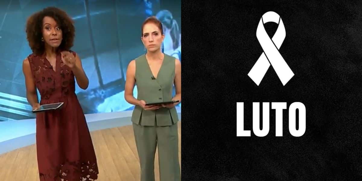 Maju Coutinho e Poliana Abritta no Fantástico e imagem de luto (Fotos: Reproduções / Globo / Canva / Montagem)