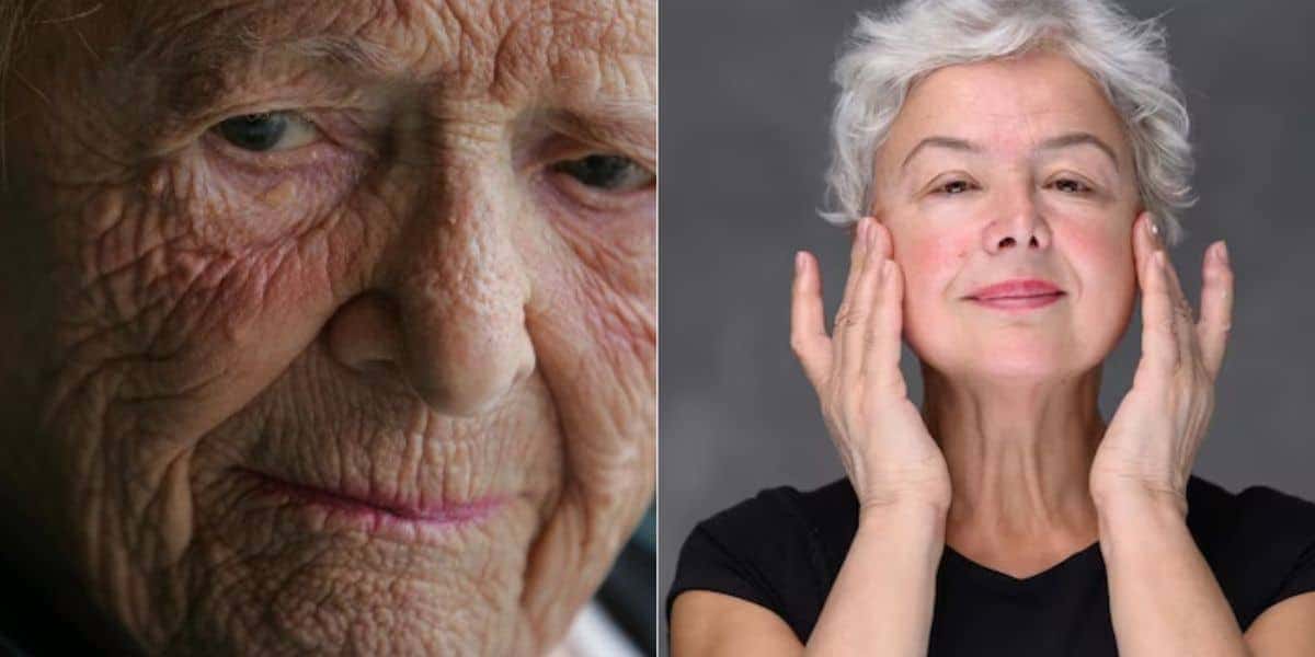 Idosa com rugas / Idosa sem rugas - Montagem TVFOCO