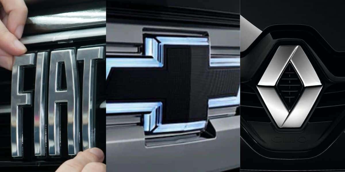 Logo da Chevrolet / Logo da Fiat / Logo da Renault - Montagem TVFOCO