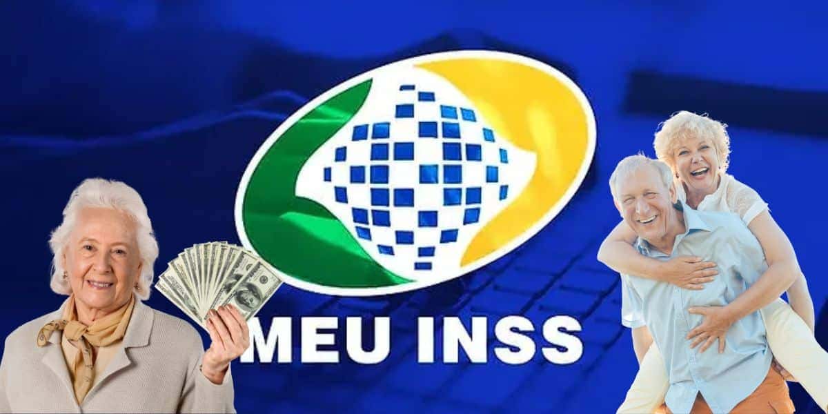 Logo do INSS e idosos felizes - Foto Reprodução Internet