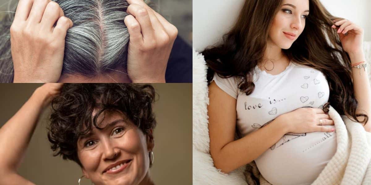 Mulher com cabelos brancos / Idosa / Grávida - Montagem TVFOCO