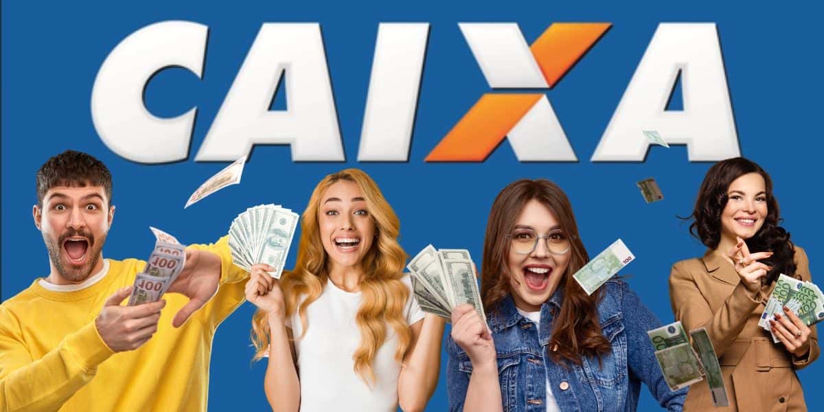 Pessoas com pagamento e logo da Caixa - Foto Reprodução Internet