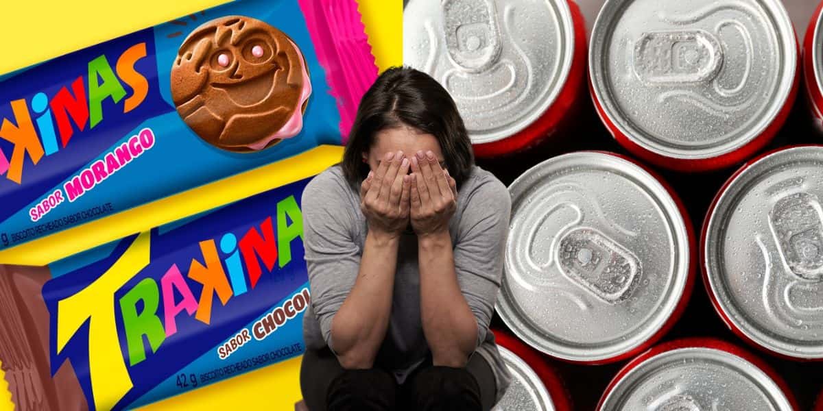Trakinas e refrigerantes com pessoa triste - Foto Reprodução Internet