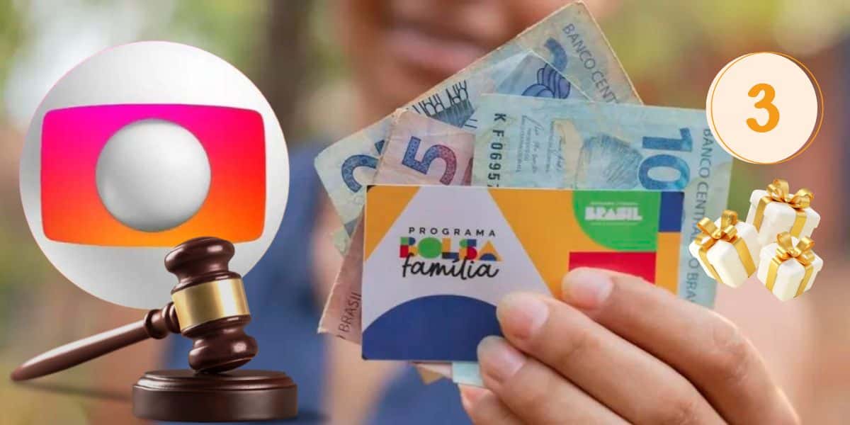 Logo da Globo e Bolsa Família com 3 presentes (Foto: Reprodução / Globo / Gov)