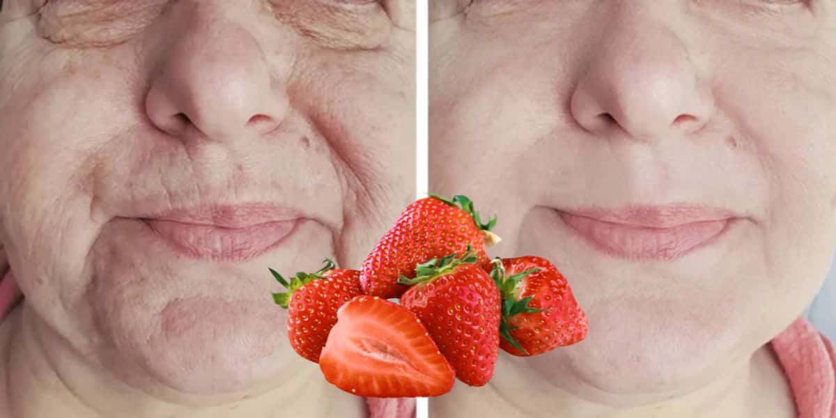 Misturinha com morango +2 ingredientes suga rugas das 60+ (Reprodução/Montagem/Canva/Depositphotos)