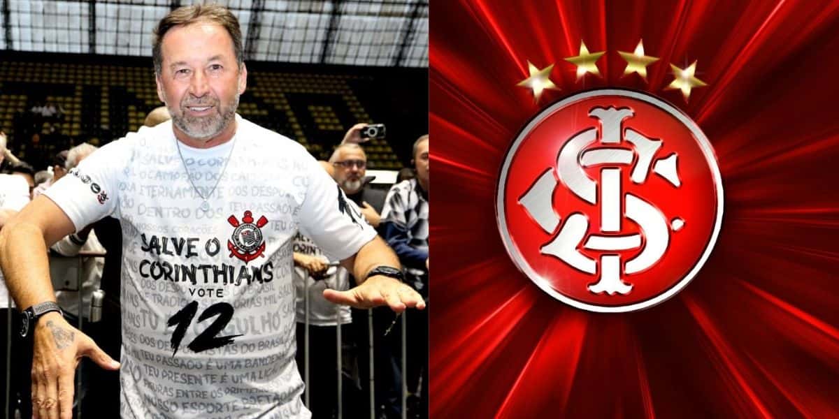 Augusto Melo no Corinthians / Logo do Internacional - Montagem TVFOCO