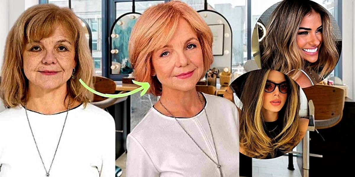 5 cortes de cabelo que rejuvenescem como mágica e em minutos (Foto Reprodução/Montagem/Lennita/Tv Foco/Pinterest/Canva)