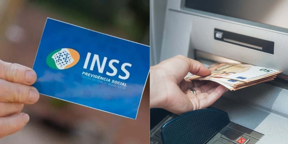 INSS / Pessoa sacando dinheiro - Montagem TVFOCO