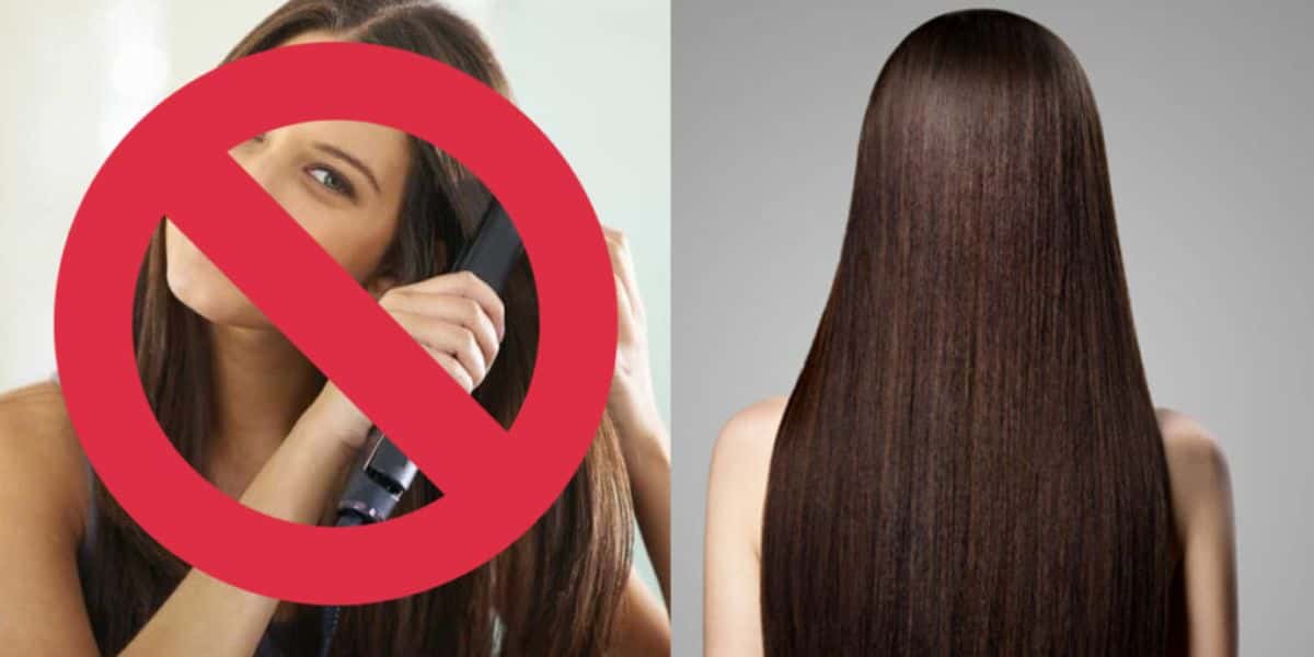 Mulher usando chapinha, imagem de proibido e cabelo liso (Fotos: Reproduções / Freepik / Internet)