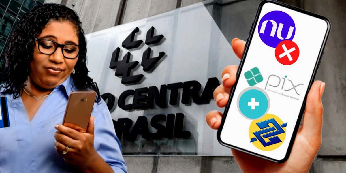 PIX sai do ar em bancos como Nubank, BB e + e Banco Central se vê obrigado a se pronunciar urgentemente (Foto Reprodução/Montagem/Lennita/TV Foco/Nu/BB/Banco Central/Canva)