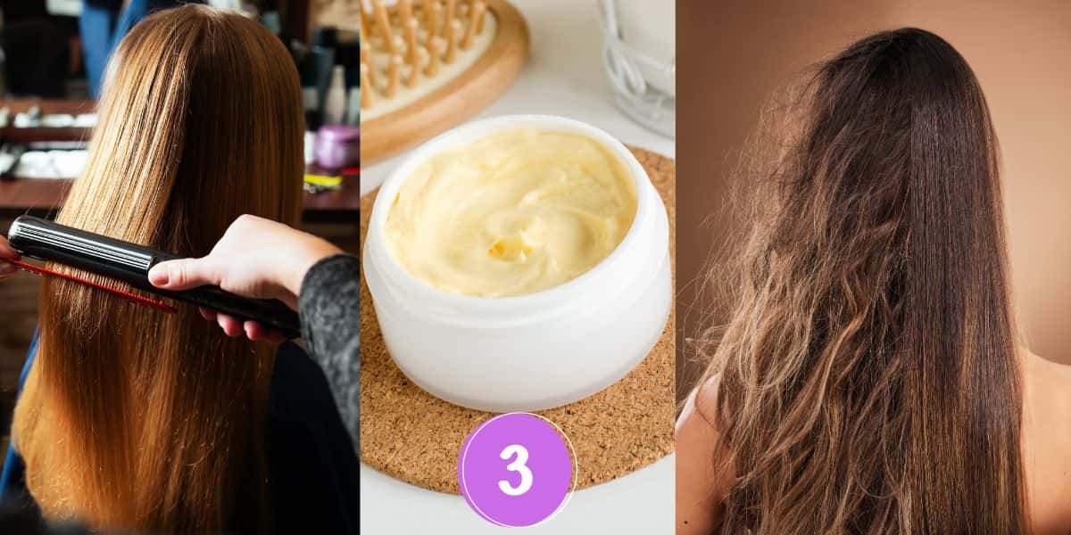 Mulher fazendo chapinha, receita caseira e frizz e cabelo liso (Foto: Reprodução / Canva)