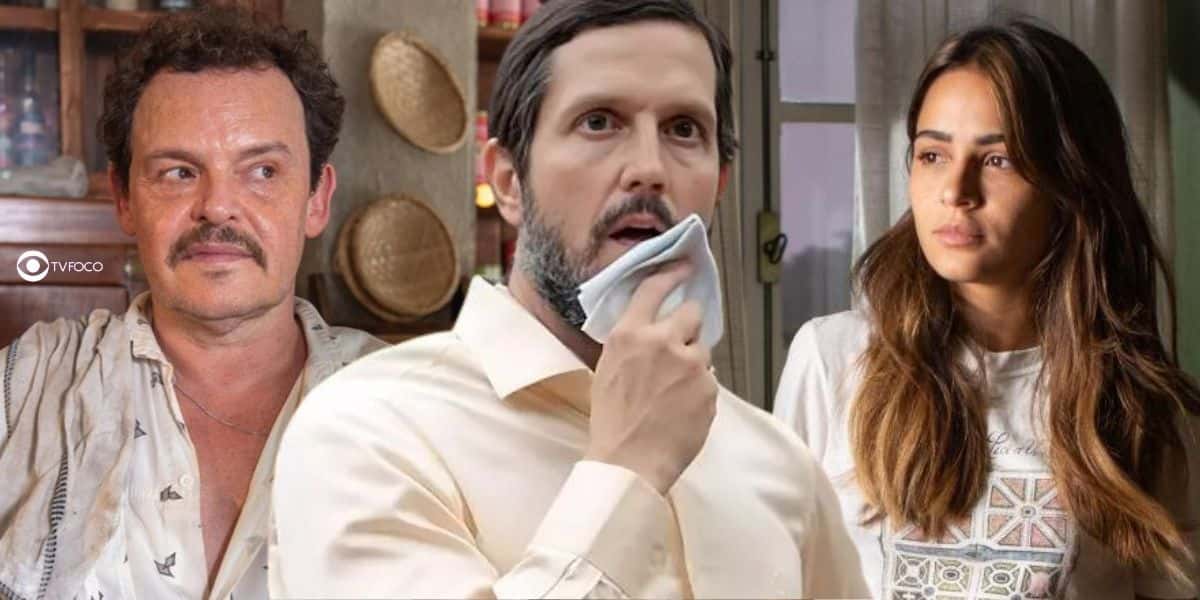 Norberto, Egídio e Sandra em cenas de Renascer (Foto: Reprodução / Globo / Montagem TV Foco)