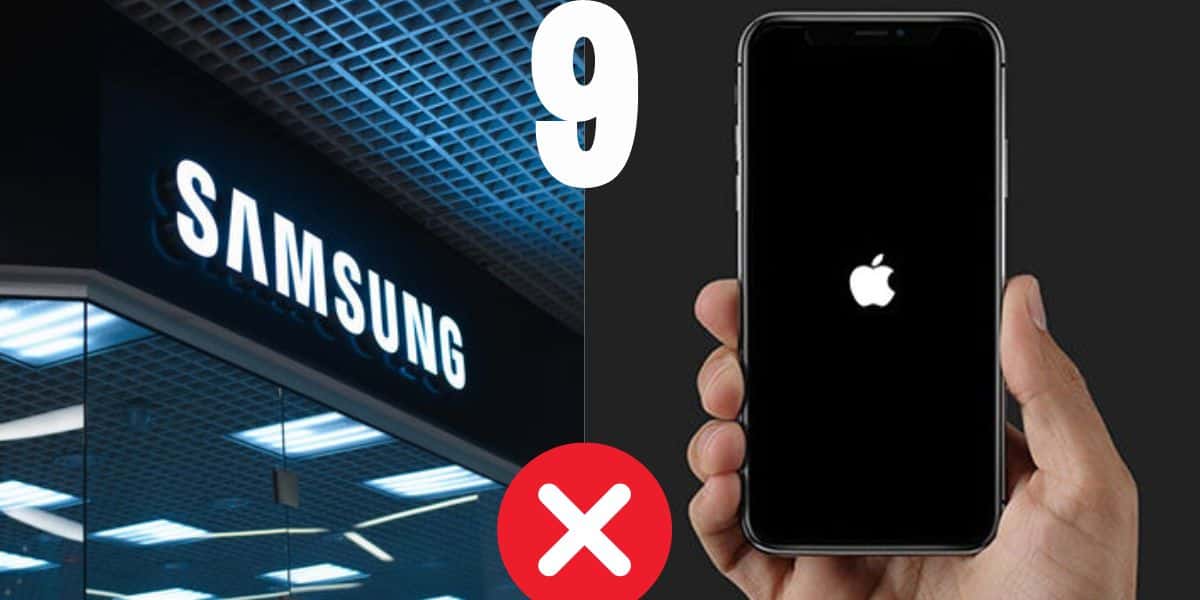 Logo da Samsung e celular da Apple (Foto: Reprodução / Canva)