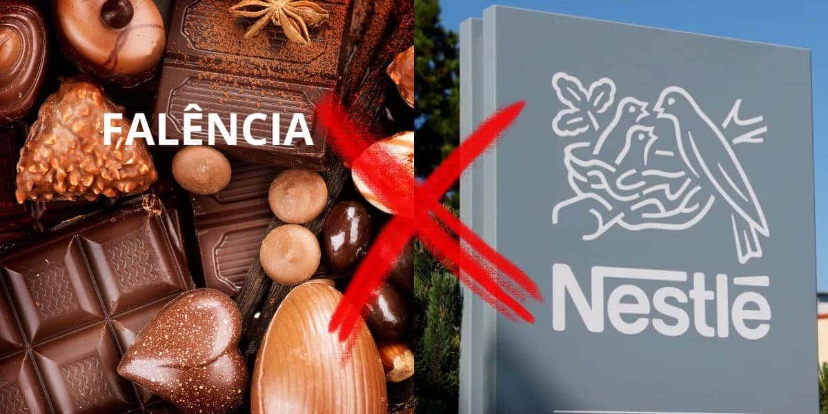 Chocolates, escrita de falência e x, e Nestlé (Fotos: Reproduções / Canva / Reuters)