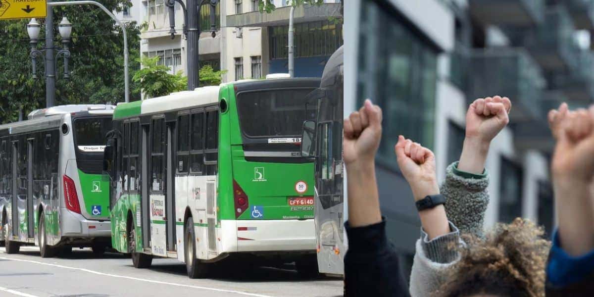 Ônibus em São Paulo e pessoas em greve (Fotos: Reproduções / Saulo Dias/PhotoPress/Estadão Conteúdo / Freepik)