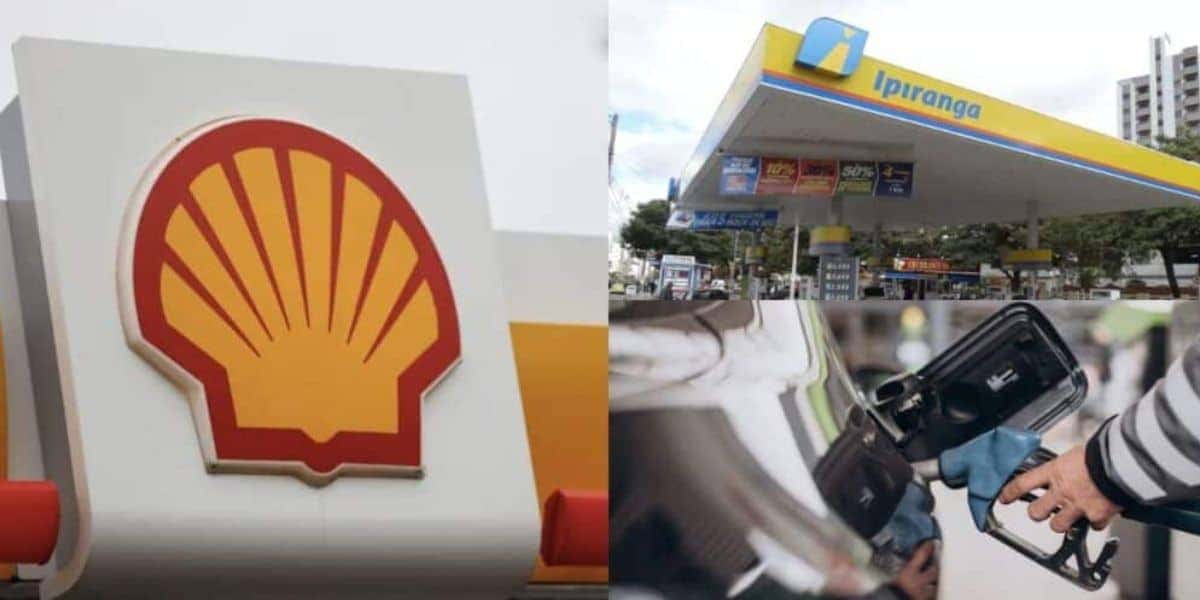 Shell, Ipiranga e pessoa abastecendo o carro (Fotos: Reproduções / May James/Reuters / Rafael Antunes/G1 / Freepik)