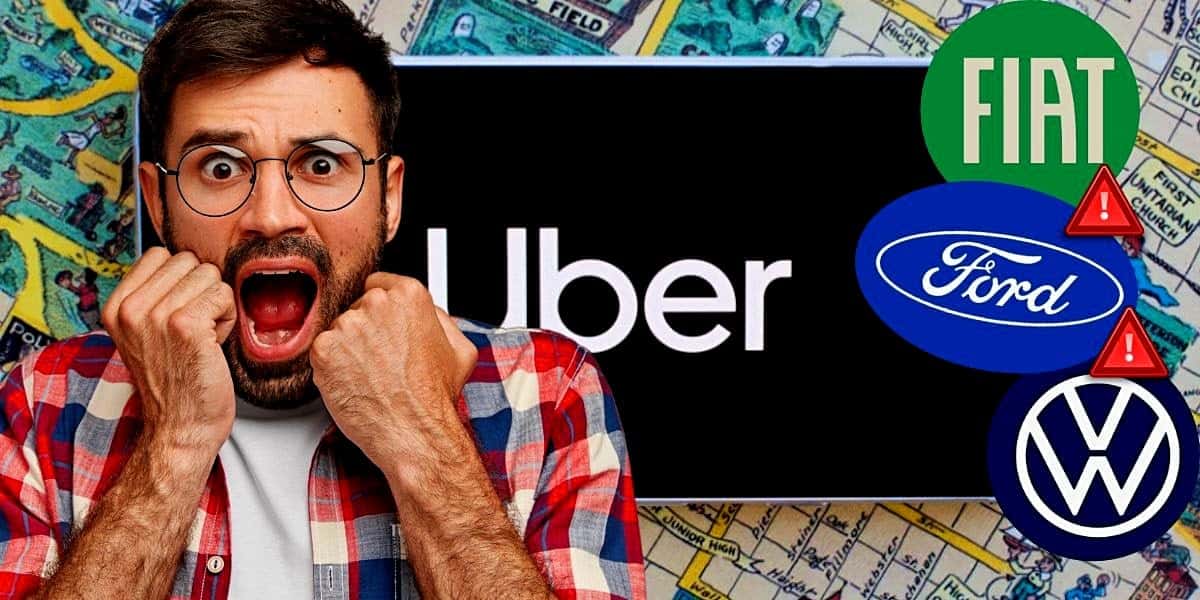 Uber passa o facão e proíbe mais de 40 carros, incluindo da Volkswagen, Ford e Fiat (Foto Reprodução/Montagem/Lennita/Tv Foco/Canva/Bing/Logos)