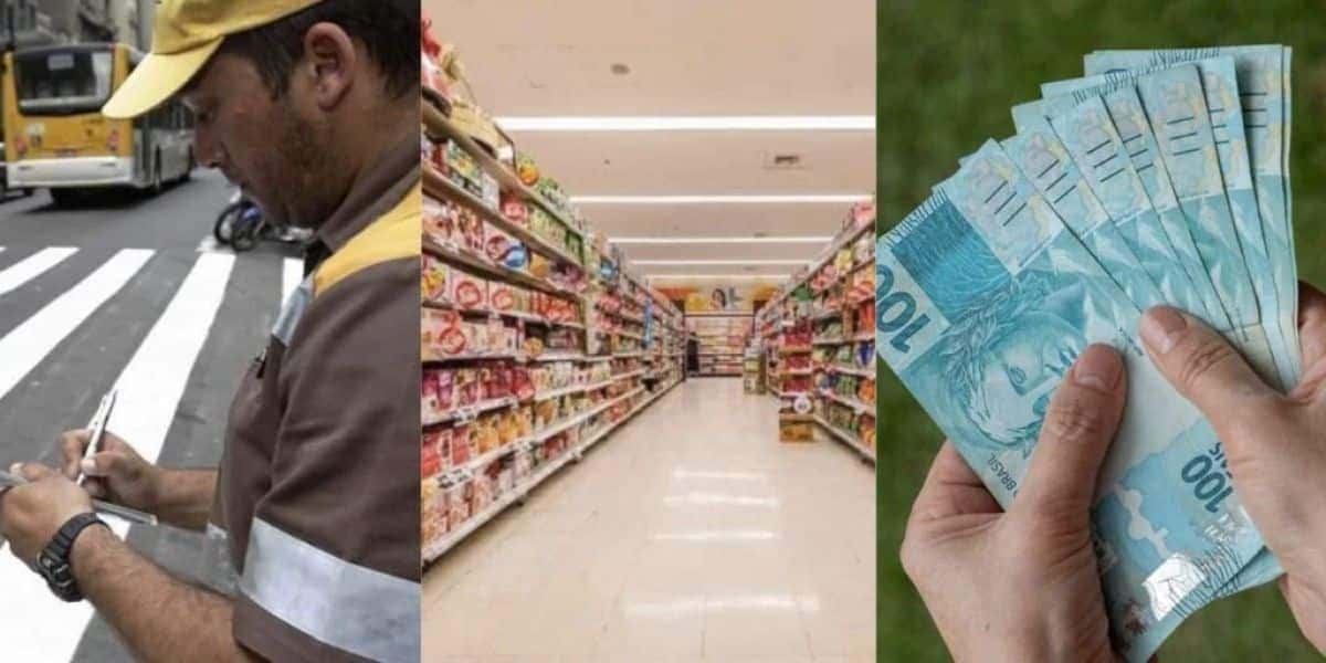 CET aplicando multa de trânsito - Supermercado - Pessoa contando dinheiro (Fotos: Reproduções / Internet)