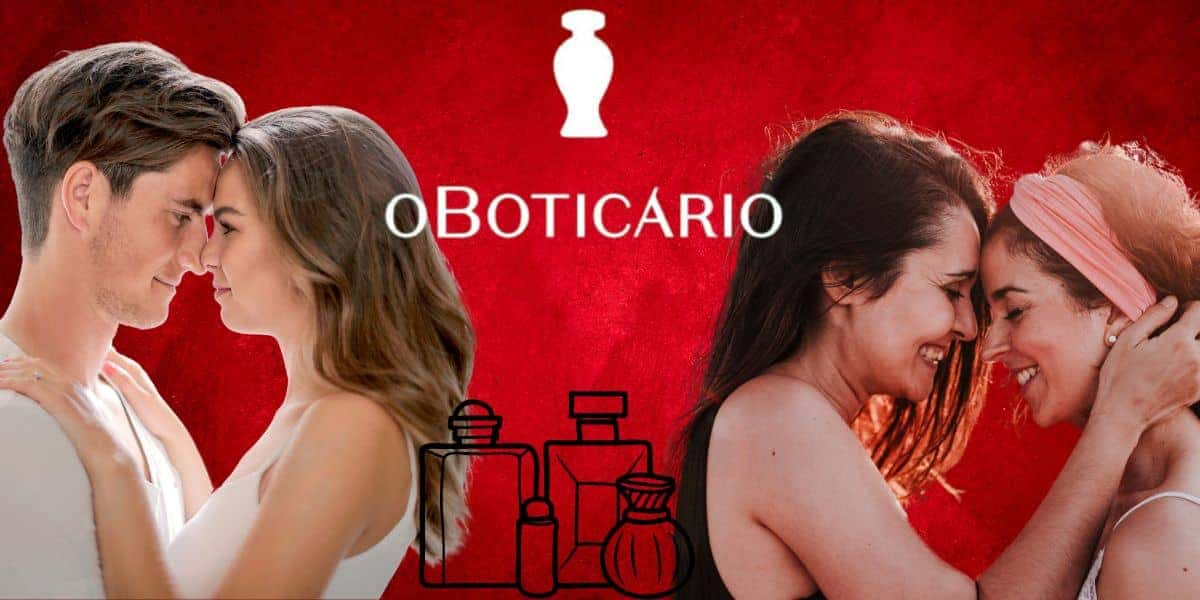 Casais, logo do Boticário e ilustração de perfumes (Fotos: Reproduções / Canva/ Internet)