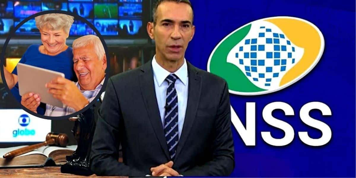 César Tralli, durante edição do JH, anunciou notícia que atinge beneficiários do INSSV(Foto Reprodução/Montagem/Lennita/Tv Foco/Canva/INSS)