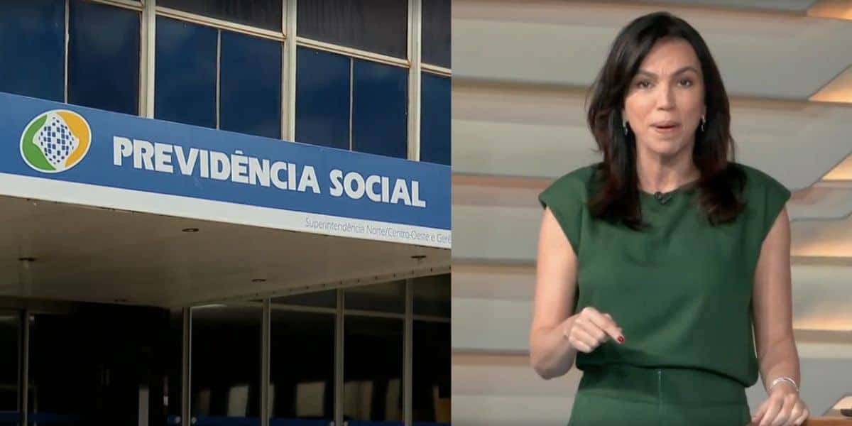 Previdência Social e Ana Paula Araújo no Bom Dia Brasil (Fotos: Reproduções / Globo)