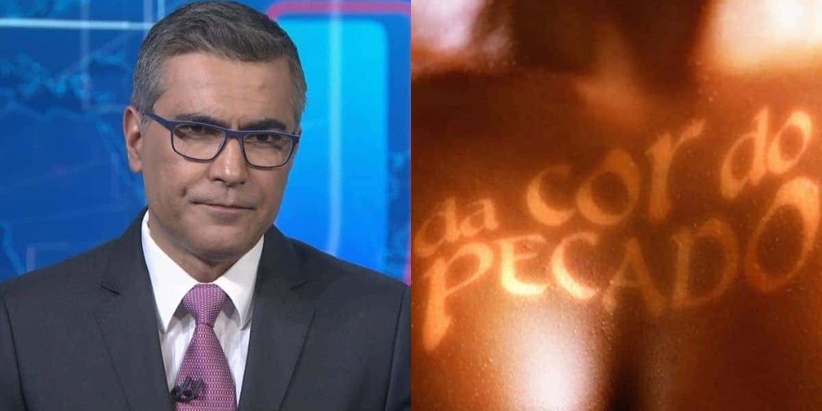 No lugar de William Bonner, Hélter Duarte deu notícia no Jornal Nacional (Foto: Reprodução / TV Globo)