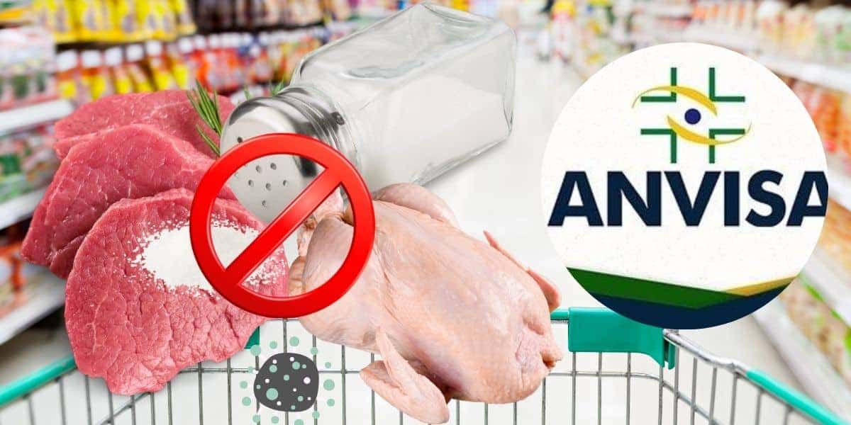 Carne, frango e sal foram tirados dos supermercados por determinação da Anvisa (Foto: Reprodução / Canva / Montagem TV Foco)