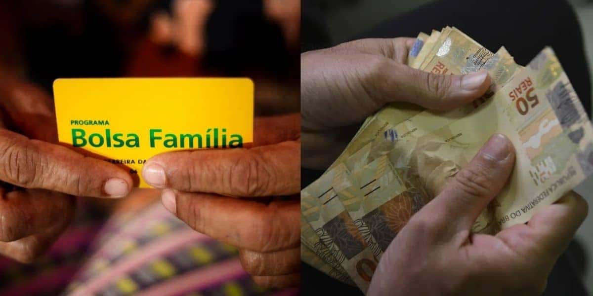 Bolsa Família / Pessoa segurando dinheiro - Montagem: TVFOCO