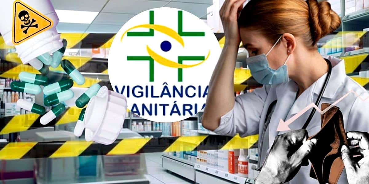 Farmácia tradicional de SP sofreu lacre da Vigilância Sanitária após fraude de remédios (Foto Reprodução/Montagem/Lennita/Tv Foco/Canva/Vigilância/Freepik)