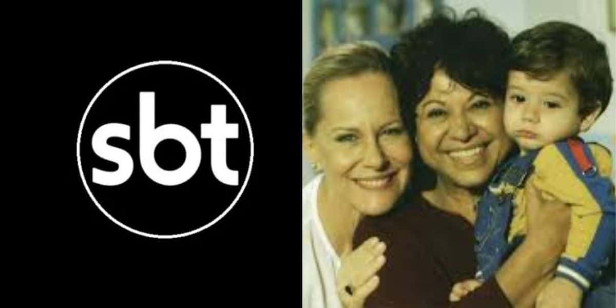 Logo do SBT / Lucinha Lins e Manoelita Lustosa em Esmeralda - Montagem: TVFOCO